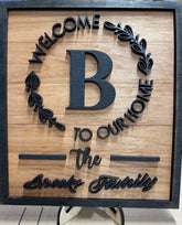 “Welcome to Our Home Initial/ Name Sign w/ Easel” | ITG Creations™